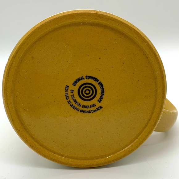 TG Green Cornishware Gold Yellow White Banded Jug Pitcher Judith Onions 4.5” HTF - Picture 8 of 11